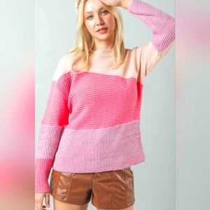 Very J Color Block Long Sleeve Sweater SALE 20% OFF